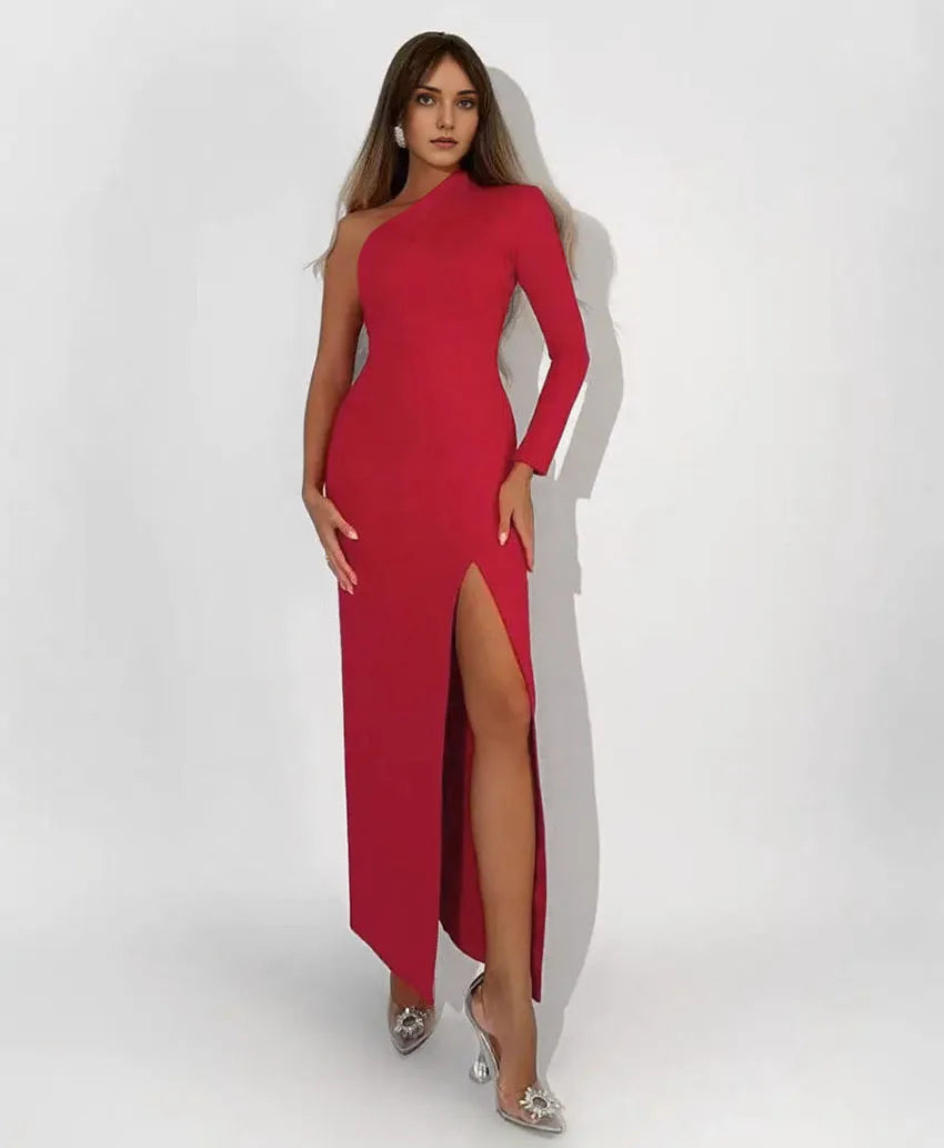 One Shoulder Split Dress